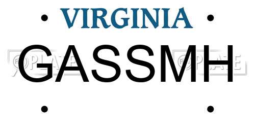 GASSMH Virginia License Plate