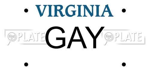 GAY Virginia License Plate