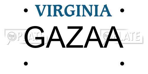 GAZAA Virginia License Plate