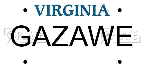 GAZAWE Virginia License Plate