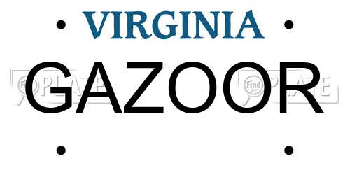 GAZOOR Virginia License Plate