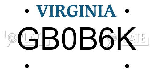 GB0B6K Virginia License Plate