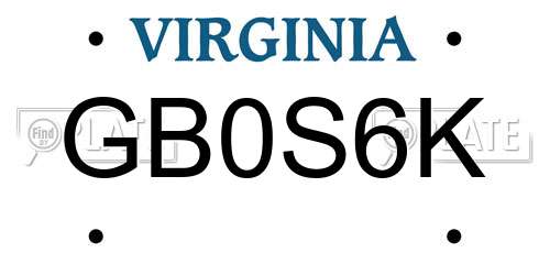 GB0S6K Virginia License Plate