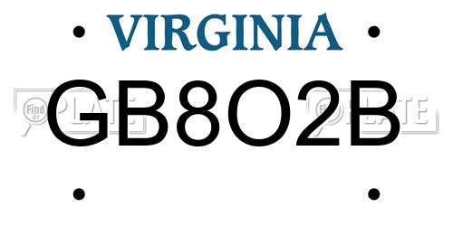 GB8O2B Virginia License Plate