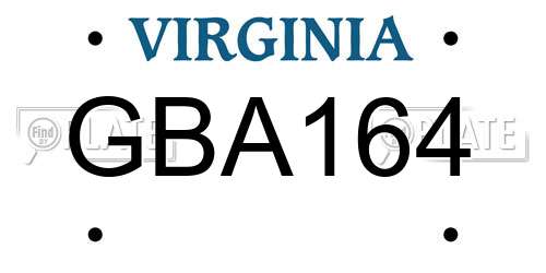 GBA164 Virginia License Plate
