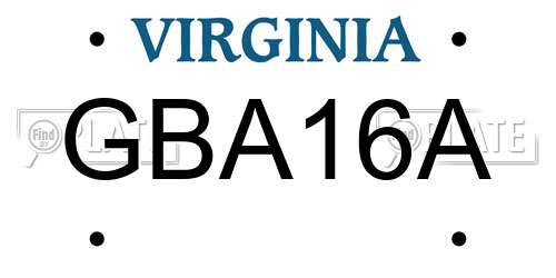GBA16A Virginia License Plate