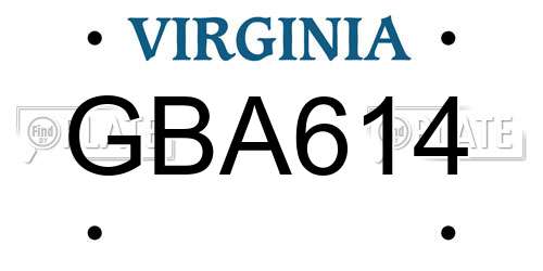 GBA614 Virginia License Plate