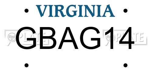 GBAG14 Virginia License Plate