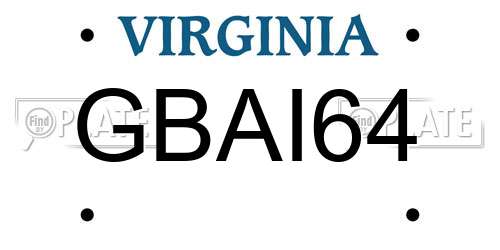 GBAI64 Virginia License Plate