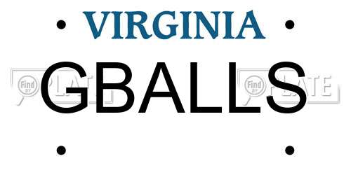 GBALLS Virginia License Plate