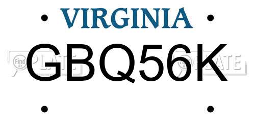 GBQ56K Virginia License Plate