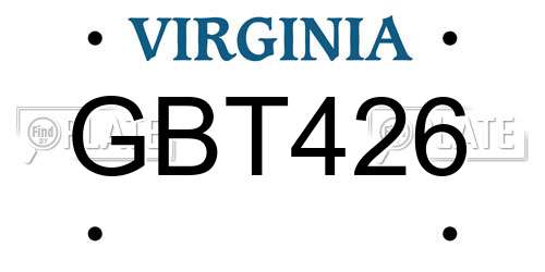 GBT426 Virginia License Plate