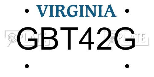 GBT42G Virginia License Plate