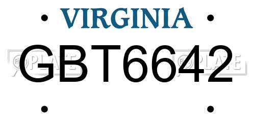 GBT6642 Virginia License Plate
