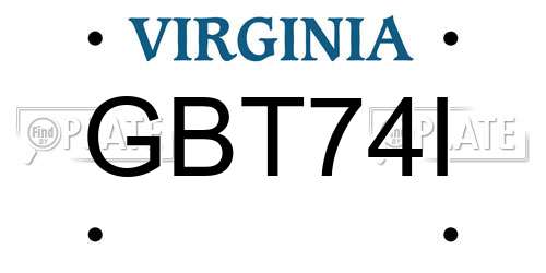 GBT74I Virginia License Plate