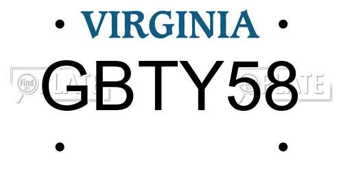 GBTY58 Virginia License Plate