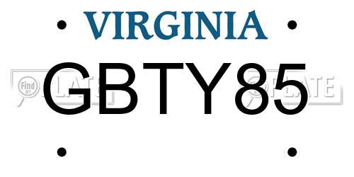 GBTY85 Virginia License Plate