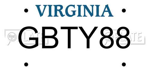 GBTY88 Virginia License Plate