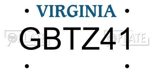 GBTZ41 Virginia License Plate