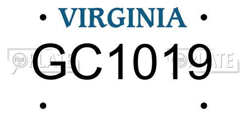 GC1019 Virginia License Plate
