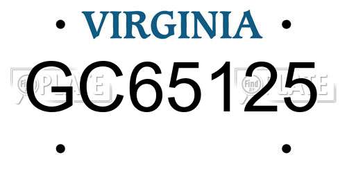 GC65125 Virginia License Plate