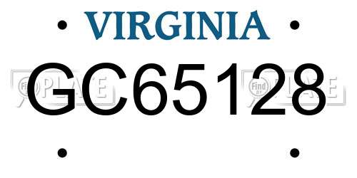 GC65128 Virginia License Plate