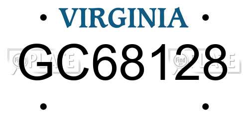 GC68128 Virginia License Plate