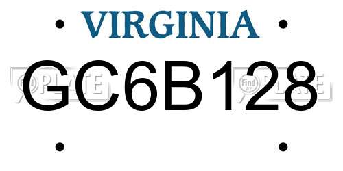 GC6B128 Virginia License Plate