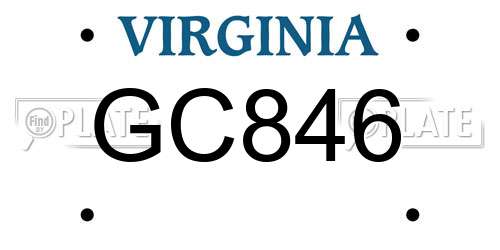 GC846 Virginia License Plate