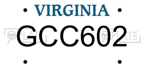 GCC602 Virginia License Plate