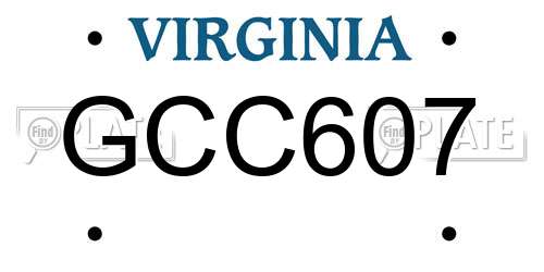 GCC607 Virginia License Plate
