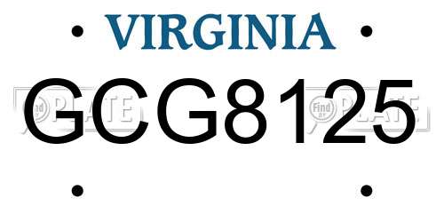 GCG8125 Virginia License Plate