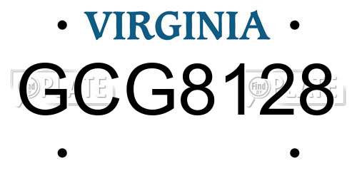 GCG8128 Virginia License Plate
