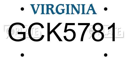 GCK5781 Virginia License Plate