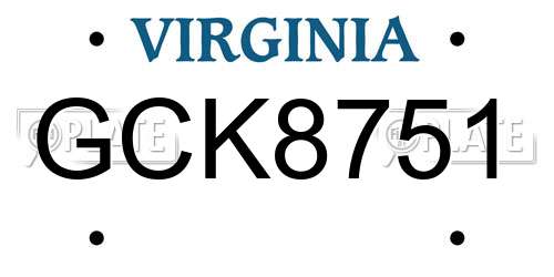 GCK8751 Virginia License Plate