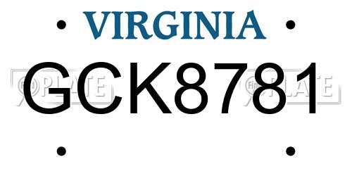 GCK8781 Virginia License Plate