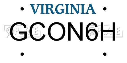GCON6H Virginia License Plate