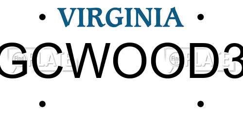 GCWOOD3 Virginia License Plate