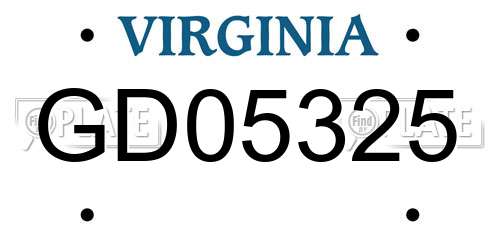 GD05325 Virginia License Plate