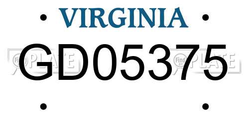 GD05375 Virginia License Plate