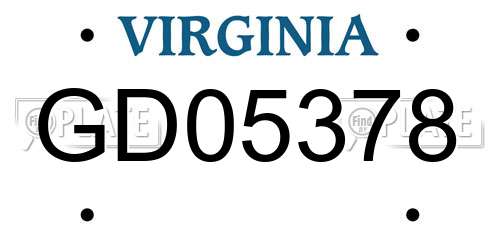 GD05378 Virginia License Plate