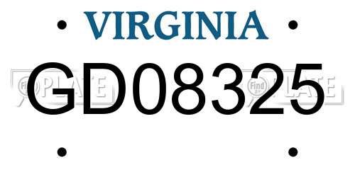 GD08325 Virginia License Plate