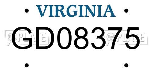 GD08375 Virginia License Plate