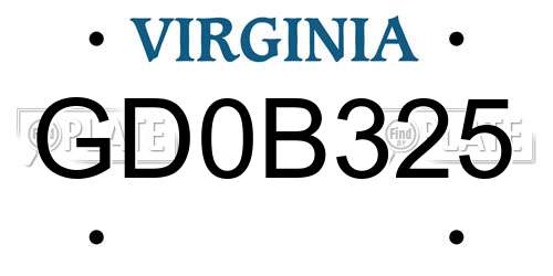 GD0B325 Virginia License Plate
