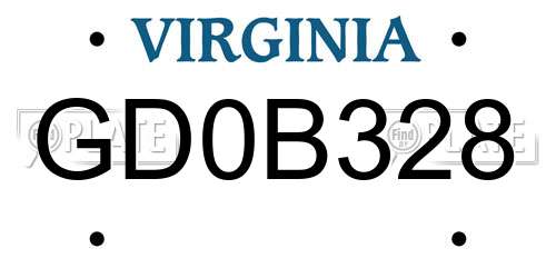 GD0B328 Virginia License Plate