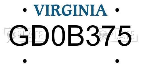 GD0B375 Virginia License Plate