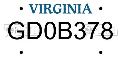GD0B378 Virginia License Plate
