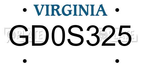 GD0S325 Virginia License Plate