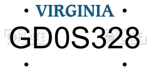 GD0S328 Virginia License Plate