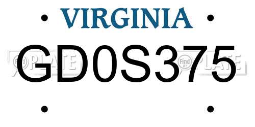 GD0S375 Virginia License Plate